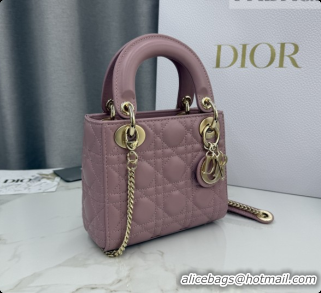 Top Design Dior Classic Mini Lady Dior Bag in Cannage Lambskin M0505 Vintage Pink 2026