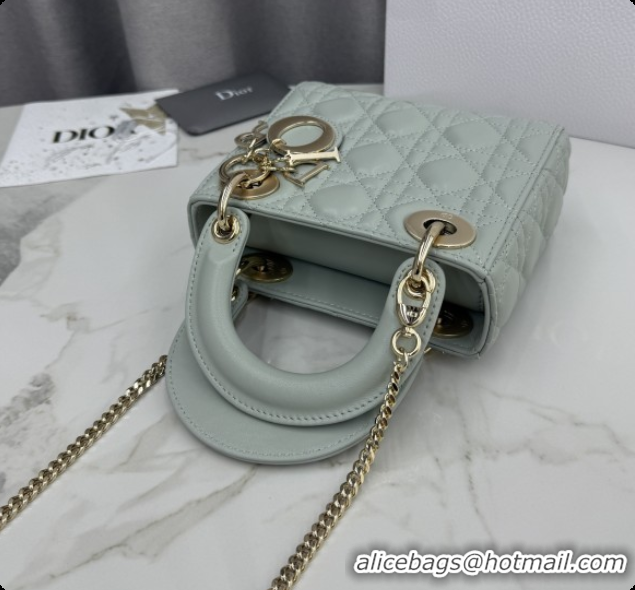 Stylish Dior Classic Mini Lady Dior Bag in Cannage Lambskin M0505 Light Green 2026