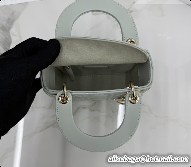 Stylish Dior Classic Mini Lady Dior Bag in Cannage Lambskin M0505 Light Green 2026