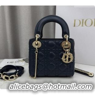 Discount Dior Classic Mini Lady Dior Bag in Cannage Lambskin M0505 Midnight Blue 2026
