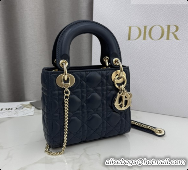 Discount Dior Classic Mini Lady Dior Bag in Cannage Lambskin M0505 Midnight Blue 2026