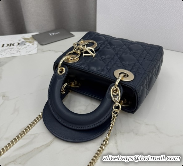Discount Dior Classic Mini Lady Dior Bag in Cannage Lambskin M0505 Midnight Blue 2026