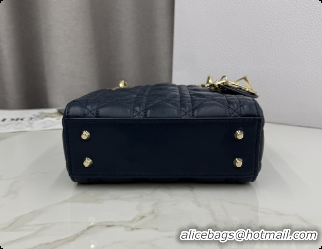 Discount Dior Classic Mini Lady Dior Bag in Cannage Lambskin M0505 Midnight Blue 2026