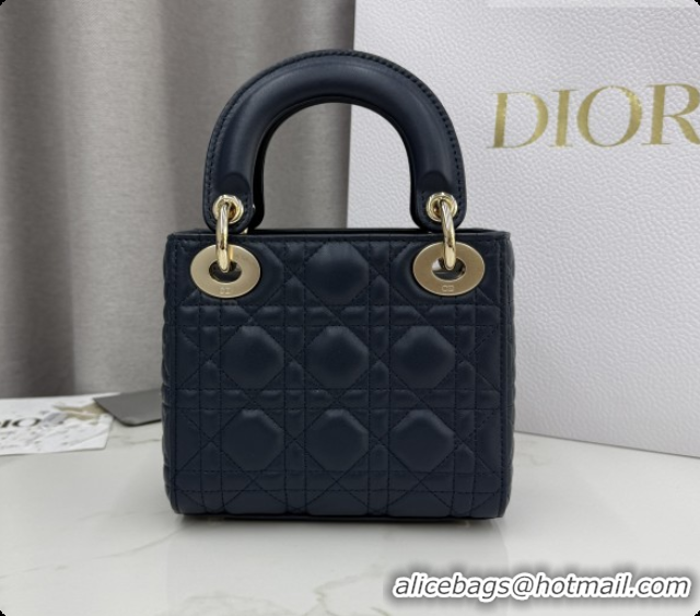 Discount Dior Classic Mini Lady Dior Bag in Cannage Lambskin M0505 Midnight Blue 2026