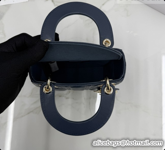 Discount Dior Classic Mini Lady Dior Bag in Cannage Lambskin M0505 Midnight Blue 2026
