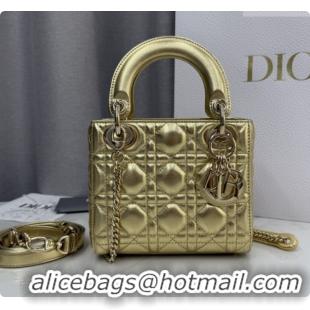 Luxury Dior Classic Mini Lady Dior Bag in Cannage Lambskin M0505 Aged Gold 2026