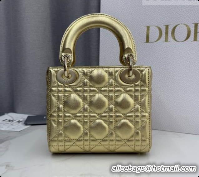 Luxury Dior Classic Mini Lady Dior Bag in Cannage Lambskin M0505 Aged Gold 2026