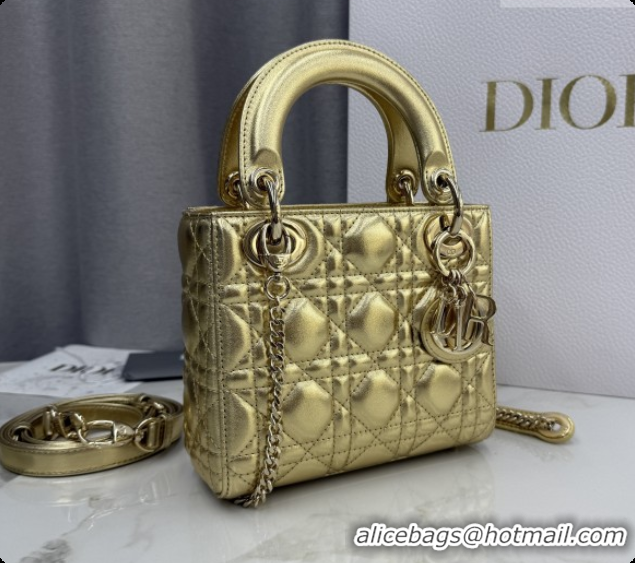 Luxury Dior Classic Mini Lady Dior Bag in Cannage Lambskin M0505 Aged Gold 2026