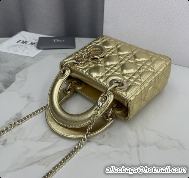 Luxury Dior Classic Mini Lady Dior Bag in Cannage Lambskin M0505 Aged Gold 2026