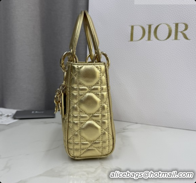 Luxury Dior Classic Mini Lady Dior Bag in Cannage Lambskin M0505 Aged Gold 2026