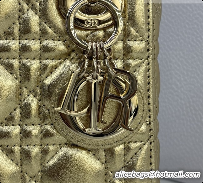 Luxury Dior Classic Mini Lady Dior Bag in Cannage Lambskin M0505 Aged Gold 2026