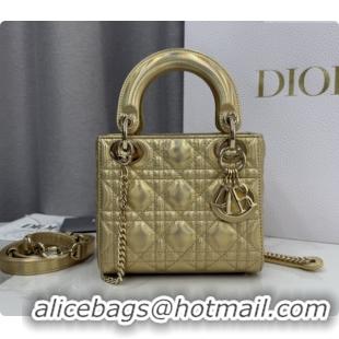 Buy Discount Dior Classic Mini Lady Dior Bag in Cannage Lambskin M0505 Iridescent Gold 2026
