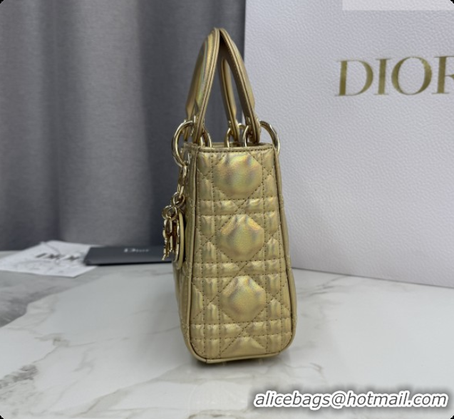 Buy Discount Dior Classic Mini Lady Dior Bag in Cannage Lambskin M0505 Iridescent Gold 2026