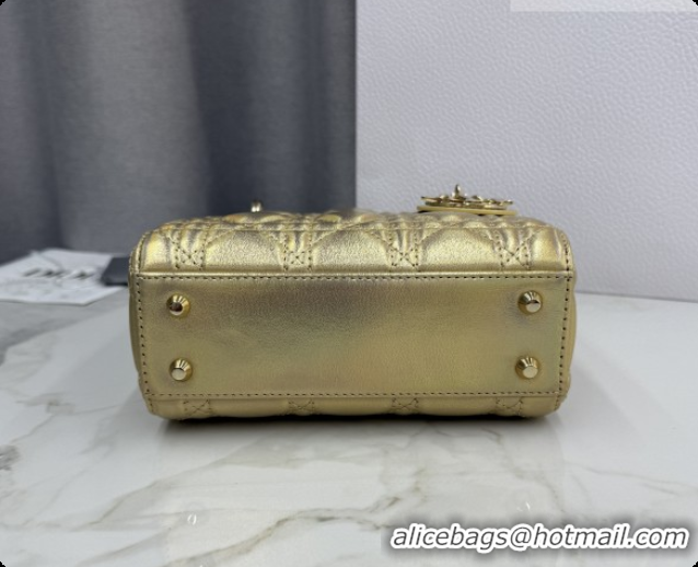Buy Discount Dior Classic Mini Lady Dior Bag in Cannage Lambskin M0505 Iridescent Gold 2026
