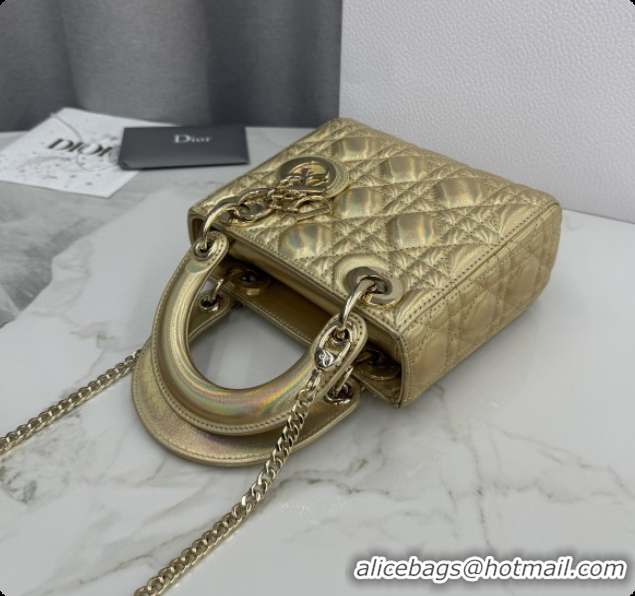 Buy Discount Dior Classic Mini Lady Dior Bag in Cannage Lambskin M0505 Iridescent Gold 2026