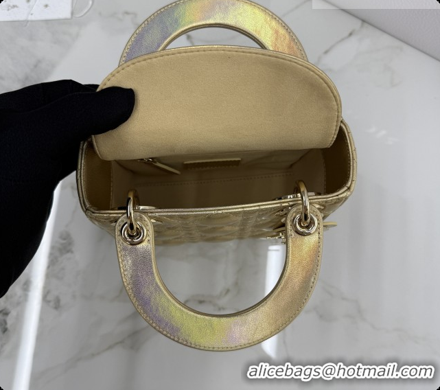 Buy Discount Dior Classic Mini Lady Dior Bag in Cannage Lambskin M0505 Iridescent Gold 2026