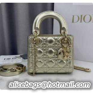 Best Grade Dior Classic Mini Lady Dior Bag in Cannage Lambskin M0505 Light Gold 2026