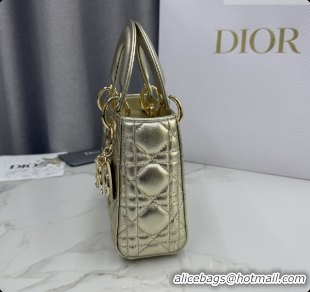 Best Grade Dior Classic Mini Lady Dior Bag in Cannage Lambskin M0505 Light Gold 2026