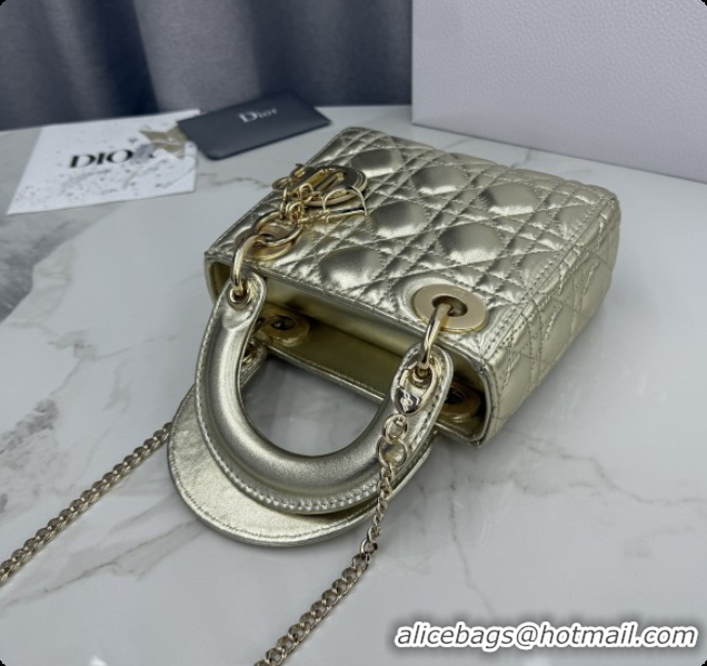 Best Grade Dior Classic Mini Lady Dior Bag in Cannage Lambskin M0505 Light Gold 2026