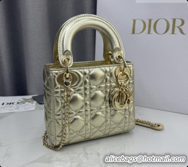 Best Grade Dior Classic Mini Lady Dior Bag in Cannage Lambskin M0505 Light Gold 2026
