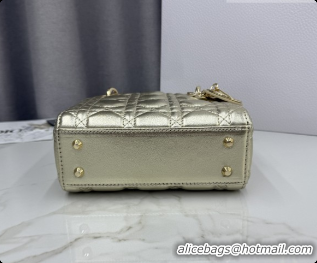 Best Grade Dior Classic Mini Lady Dior Bag in Cannage Lambskin M0505 Light Gold 2026