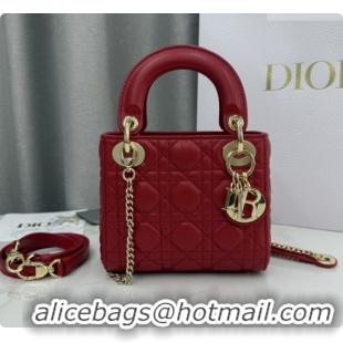 Luxury Dior Classic Mini Lady Dior Bag in Cannage Lambskin M0505 Red 2026
