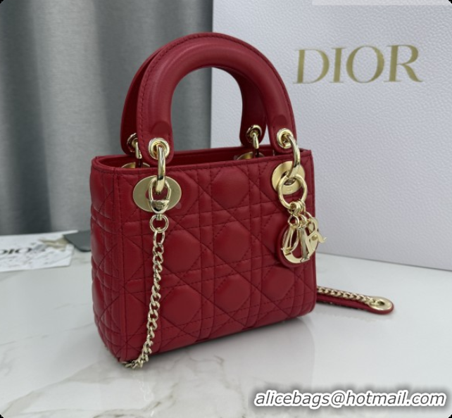 Luxury Dior Classic Mini Lady Dior Bag in Cannage Lambskin M0505 Red 2026
