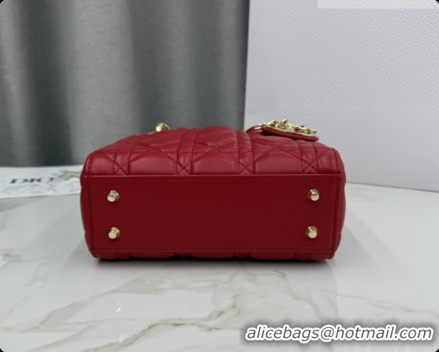 Luxury Dior Classic Mini Lady Dior Bag in Cannage Lambskin M0505 Red 2026
