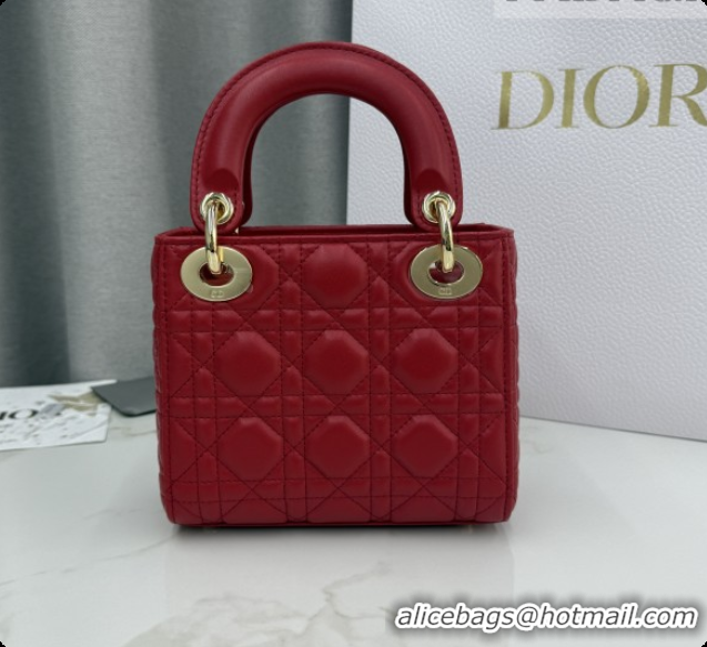 Luxury Dior Classic Mini Lady Dior Bag in Cannage Lambskin M0505 Red 2026