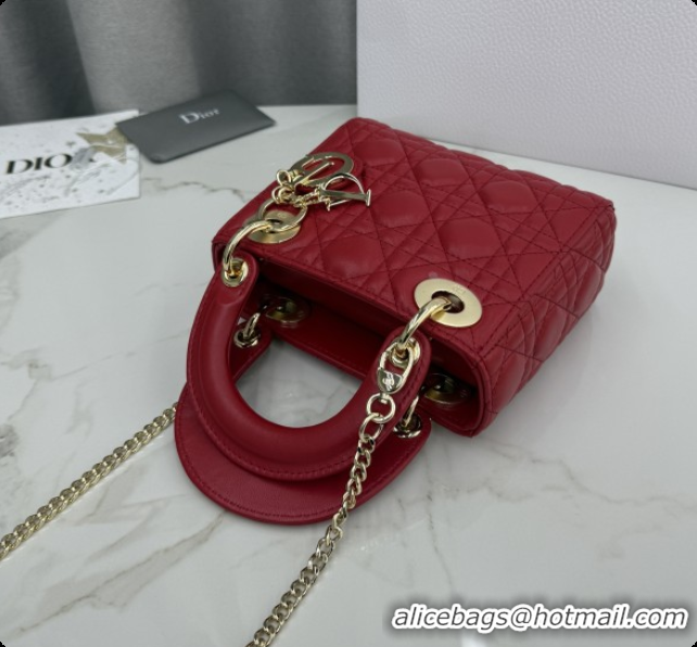 Luxury Dior Classic Mini Lady Dior Bag in Cannage Lambskin M0505 Red 2026