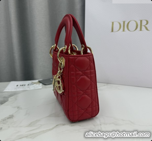 Luxury Dior Classic Mini Lady Dior Bag in Cannage Lambskin M0505 Red 2026