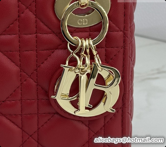Luxury Dior Classic Mini Lady Dior Bag in Cannage Lambskin M0505 Red 2026