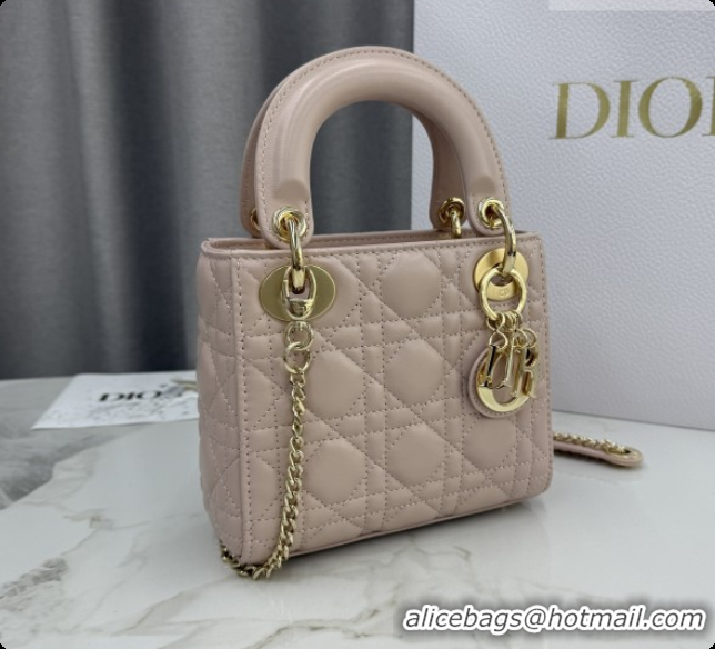 Good Quality Dior Classic Mini Lady Dior Bag in Cannage Lambskin M0505 Blush Pink 2026