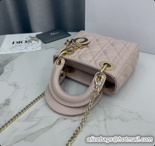 Good Quality Dior Classic Mini Lady Dior Bag in Cannage Lambskin M0505 Blush Pink 2026