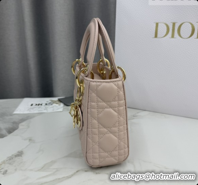 Good Quality Dior Classic Mini Lady Dior Bag in Cannage Lambskin M0505 Blush Pink 2026