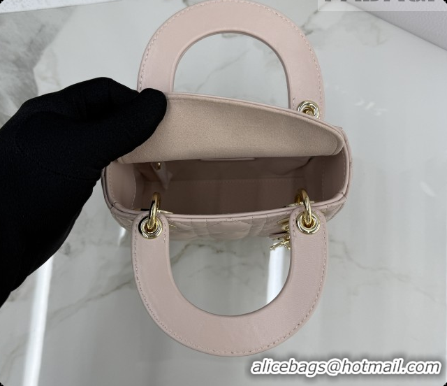 Good Quality Dior Classic Mini Lady Dior Bag in Cannage Lambskin M0505 Blush Pink 2026