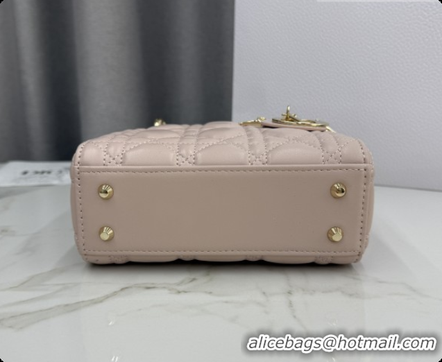 Good Quality Dior Classic Mini Lady Dior Bag in Cannage Lambskin M0505 Blush Pink 2026