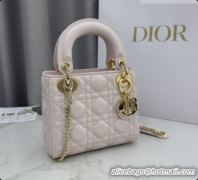 Pretty Style Dior Classic Mini Lady Dior Bag in Cannage Lambskin M0505 Sakura Pink 2026