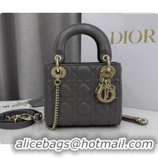 Top Grade Dior Classic Mini Lady Dior Bag in Cannage Lambskin M0505 Elephant Grey 2026