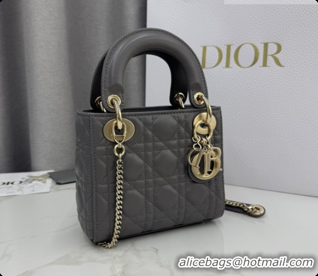 Top Grade Dior Classic Mini Lady Dior Bag in Cannage Lambskin M0505 Elephant Grey 2026