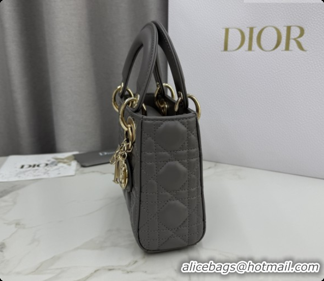 Top Grade Dior Classic Mini Lady Dior Bag in Cannage Lambskin M0505 Elephant Grey 2026