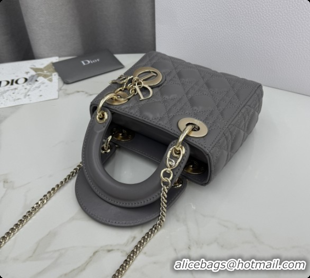 Top Grade Dior Classic Mini Lady Dior Bag in Cannage Lambskin M0505 Elephant Grey 2026