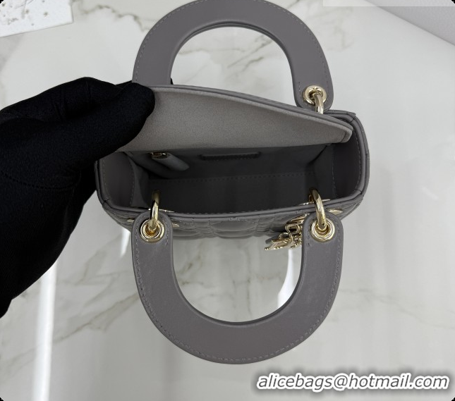 Top Grade Dior Classic Mini Lady Dior Bag in Cannage Lambskin M0505 Elephant Grey 2026