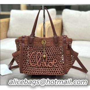 Fashion Cheap Chloe Small Chloé Iconic Double Carry Bag in Raffia 0228 Brown 2026