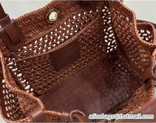 Fashion Cheap Chloe Small Chloé Iconic Double Carry Bag in Raffia 0228 Brown 2026