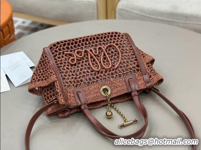 Fashion Cheap Chloe Small Chloé Iconic Double Carry Bag in Raffia 0228 Brown 2026