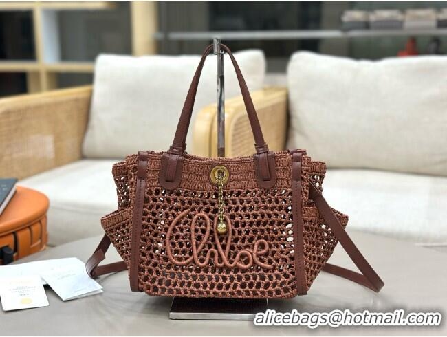Fashion Cheap Chloe Small Chloé Iconic Double Carry Bag in Raffia 0228 Brown 2026