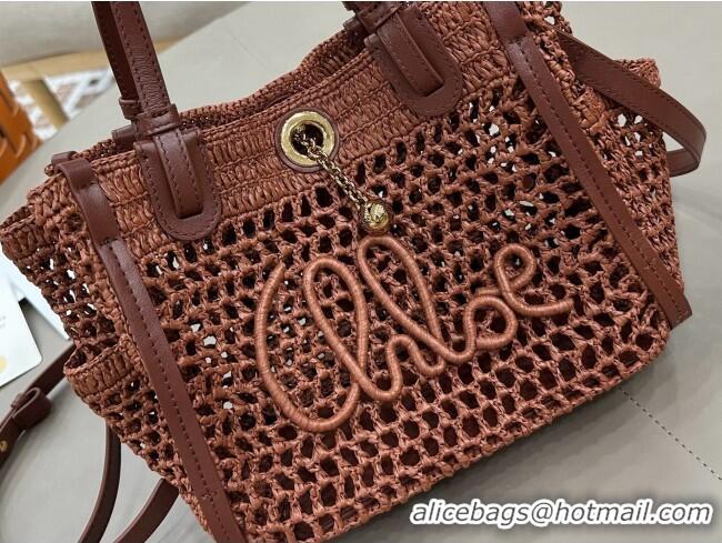 Fashion Cheap Chloe Small Chloé Iconic Double Carry Bag in Raffia 0228 Brown 2026