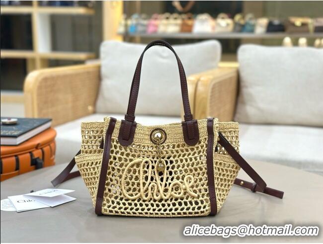 Top Quality Chloe Small Chloé Iconic Double Carry Bag in Raffia 0228 Beige 2026