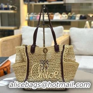 Luxury Discount Chloe Raffia Straw & Leather Large Tote Bag 0226 Beige 2026